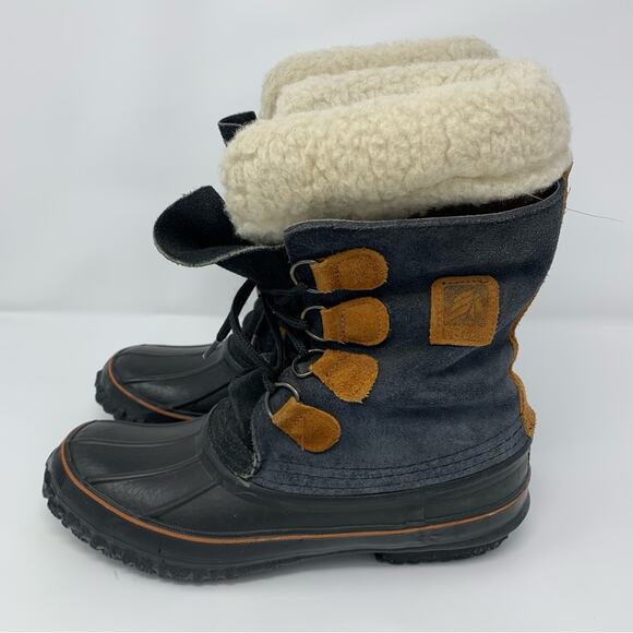 LaCrosse Rubber Leather Lace Up Winter Duck Boots Womens SZ 9 Sheepskin Liner - Picture 2 of 15